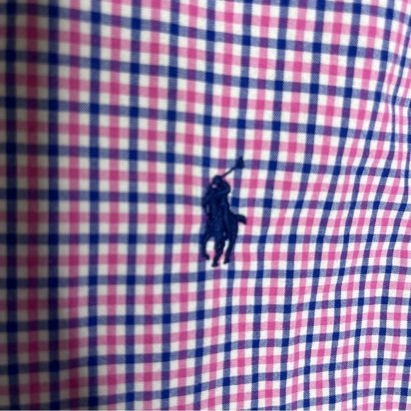 Ralph Lauren Pink and Blue Checkered Casual Button Down Shirt - Picture 2 of 5